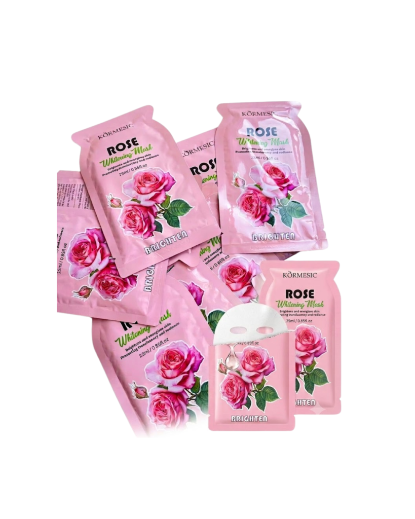 pack de 10 mascarillas faciales de rosas (aclarante)