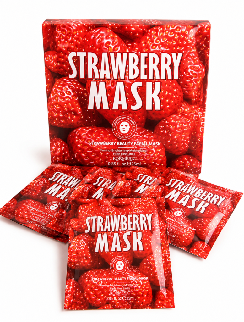 Pack de 10 mascarillas faciales de frutilla kormesic
