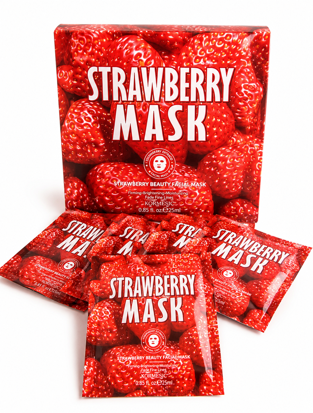 Pack de 10 mascarillas faciales de frutilla kormesic
