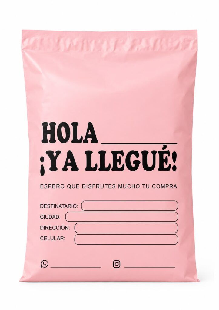 pack de 20 bolsas currier hola ya llegue 15x23cm