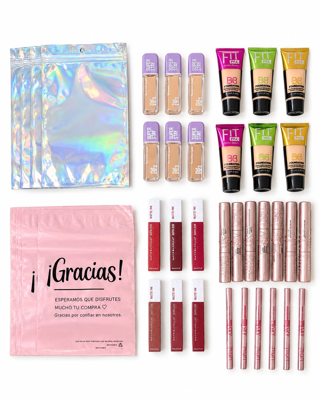 LOTE DUPE MAYBELLINE 42 PRODUCTOS