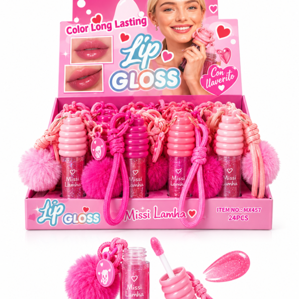 gloss magic lumina con llavero y pompon