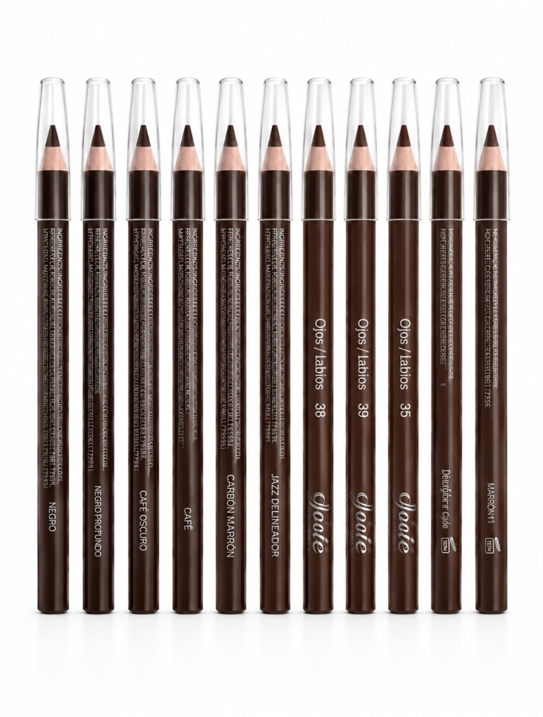 pack de 12 delineadores de ojos y labios cafe
